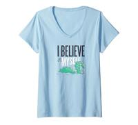 Women's I Believe in Myself Loch Ness Funny Monster V-Neck T-Shirt