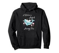 Womens I Believe There Are Angels Among Us Graphic Dolphin Pullover Hoodie