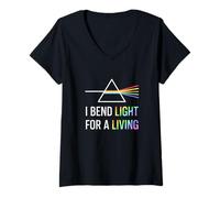 Women's I Bend Light for A Living Prism Physics Optician V-Neck T-Shirt