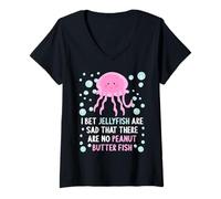 Womens I Bet Jellyfish are Sad That There are No Peanut Butter Fish V-Neck T-Shirt