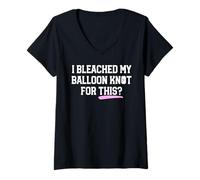 Womens I Bleached My Balloon Knot For This? Funny Anal Bleaching V-Neck T-Shirt