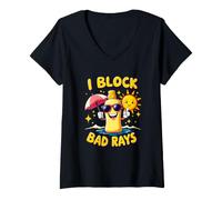 Women's I Block Bad Rays Summer Sun Protection Crew V-Neck T-Shirt