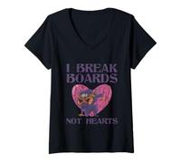 Womens I Break Boards Not Hearts Training Sparring Taekwondo V-Neck T-Shirt