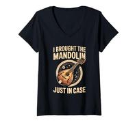 Women's I Brought The Mandolin Just in Case Bluegrass Jam V-Neck T-Shirt