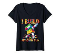 Womens I Build My Own Fun Master Builder Dabbing Toy Funny V-Neck T-Shirt