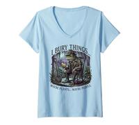 Women's I Bury Things Frog Gardener Dark Humor Shovel V-Neck T-Shirt