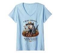 Women's I Bury Things Maybe Plants Maybe Kings Funny No Kings Shark V-Neck T-Shirt