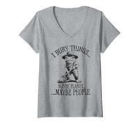 Women's I Bury Things Maybe Plants Maybe People Funny Frog V-Neck T-Shirt