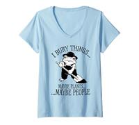 Women's I Bury Things Maybe Plants Maybe People Funny Frog V-Neck T-Shirt