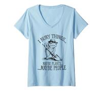 Women's I Bury Things Maybe Plants Maybe People Funny Frog V-Neck T-Shirt