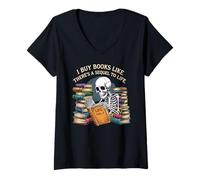 Womens I Buy Books Like There’s a Sequel to Life Funny Reading V-Neck T-Shirt