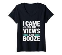 Womens I Came for The Views and Booze Funny Cruise Vacation V-Neck T-Shirt
