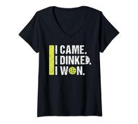 Womens I Came I Dinked I Won Funny Vintage Sports Lover For Women V-Neck T-Shirt