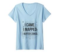 Women's I Came I Mapped. I Buffer-Zoned Funny GIS Specialist V-Neck T-Shirt
