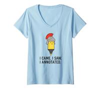 Womens I Came I Saw I Annotated - Funny Julius Caesar Teacher V-Neck T-Shirt