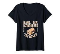 Womens I Came I Saw I Conquered The Board Funny Charcuterie Artists V-Neck T-Shirt