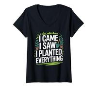 Women's I Came I Saw I Planted Everything Gardening Design V-Neck T-Shirt