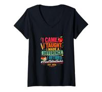 Women's I Came I Taught I Made a Difference Retired Teacher 2026 V-Neck T-Shirt