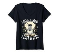 Womens I Came I Threw I Lost A Disc Funny Disc Golf V-Neck T-Shirt