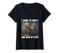 Womens I Came To Party And Blow Stuff Up Washington 4th of July V-Neck T-Shirt