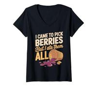 Women's I Came to Pick Berries But I Ate Them All Humor V-Neck T-Shirt