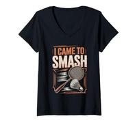 Women's I Came to Smash Badminton Racket Shuttlecock V-Neck T-Shirt