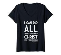 Womens I Can Do All Things Through Christ Philippians 4 13 V-Neck T-Shirt