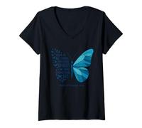Women's I Can Do All Things Through Christ Religious Butterfly Art V-Neck T-Shirt