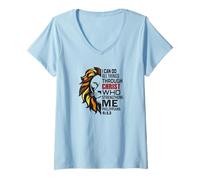 Womens I Can Do All Things Through Christ Who Strengthens Me Bible V-Neck T-Shirt