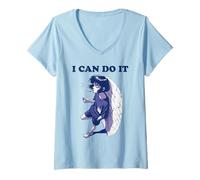 Women's I Can Do It Anime Motivational Inspirational V-Neck T-Shirt