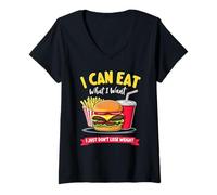 Womens I can eat what I want... Funny Sarcasm Fast Food V-Neck T-Shirt