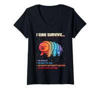 Womens I Can Survive Tardigrade Lovers Microbiologist Tardigrades V-Neck T-Shirt