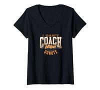 Womens I Can’t Coach Without Donuts Funny Coaching V-Neck T-Shirt