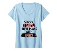 Womens I Can’t Hares Joke Funny Sarcastic Humor Rabbit Lover V-Neck T-Shirt