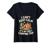 Women's I Can’t Keep Calm It’s My First Camping Trip V-Neck T-Shirt