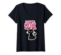 Womens I Can’t My Cat Said No Funny V-Neck T-Shirt