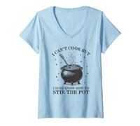 Womens I Can't Cook But I Know How to Stir The Pot V-Neck T-Shirt