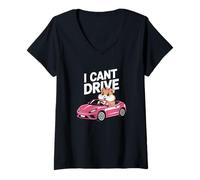 Womens I Cant Drive Funny Hamster Meme Animal Car Lover V-Neck T-Shirt