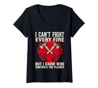 Women's I Can't Fight Every Fire But I Know Who Controls The Flames V-Neck T-Shirt