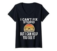 Womens I Can't Fix Stupid But I Can Help You See It Optometrist V-Neck T-Shirt
