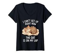 Women's I Can't Get Up Right Now The Cat is On My Lap V-Neck T-Shirt