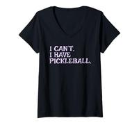 Women's I Can't I Have Pickleball, Sarcastic, USA, Funny Pickleball V-Neck T-Shirt