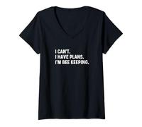 Womens I Can't I Have Plans I'm Beekeeping - Bees Beekeeper V-Neck T-Shirt