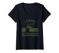 Womens I Cant I Have Plans in The Garage Mens Motorcycle Mechanic V-Neck T-Shirt