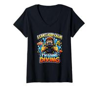 Women's I Cant Keep Calm Im Going Diving Scuba Fun V-Neck T-Shirt