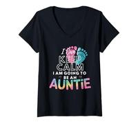 Womens I Can't Keep Calm I'm Going to Be an Auntie Cute Pregnancy V-Neck T-Shirt
