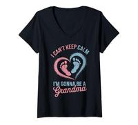 Women's I Can't Keep Calm I'm Gonna Be A Grandma New Grandma V-Neck T-Shirt