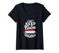 Women's I Can't Keep Calm I'm Hungarian - Hungary Budapest Flag V-Neck T-Shirt
