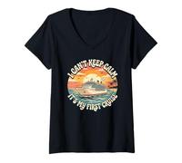 Women's I Can't Keep Calm It's My First Cruise V-Neck T-Shirt