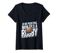 Women's I Can't, My Son Plays Rugby V-Neck T-Shirt